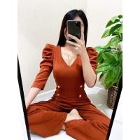 ราคา จั้มขายาวสีส้มอิฐมือ2 (20521728016)
