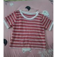 ราคา เสื้อมือสอง ( สภาพดี) เสื้อยืดแขนสั้น คอกลม ไหมพรม ลายทาง(แดงขาว) (21182102154)