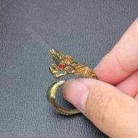 ราคา แหวนพญานาคฝังพลอยแดงเนื้อทองเหลืองแท้ 100% เสริมโชคลาภ ดวงชะตา ขนาดฟรีไซส์ (24835663928)