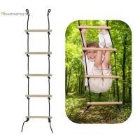 ราคา Tw เชือกบันได 5.6ft 5 ขั้นตอน 220lbs แบริ่งไม้เด็กปีนเขาเชือกบันไดสายรัด, Swing Playset เชือกบันได huj (52553197696)