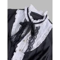 ราคา เสื้อวินเทจ สไตล์ยุโรปสีดำ แต่งคอระบาย แต่งลูกไม้ผูกโบว์ แบรนด์SOUP (23150528489)