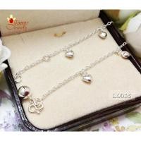 ราคา สร้อยข้อเท้าเงินแท้ ลายโซ่กลมห้อยตุ้งติ้งหัวใจ (พร้อมกระดิ่ง 1 ลูก) (L0035) (209339687)