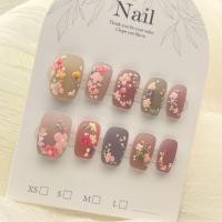 ราคา ‌เล็บปลอมเคลือบลายดอกไม้ 3 มิติ เล็บปลอม (55500303261)