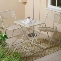 ราคา ชุดโต๊ะและเก้าอี้ (โต๊ะ 1 ตัว + เก้าอี้ 2 ตัว) ระเบียงโต๊ะเล็กและเก้าอี้พับเรียบง่ายลำลองสีขาวรวมกันโต๊ะและเก้าอี้โต๊ะกา (22580879274)