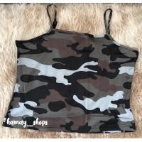 ราคา SHEIN เสื้อครอป สายเดี่ยว ลายทหาร (3186001463)