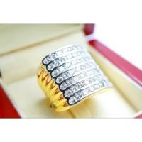 ราคา S.R. แหวนทอง แหวนเพชร 7 แถว เม็ดละ 0.05 กะรัต เพชรน้ำ100 ขาวสวยไฟดี พร้อมใบรับรองสินค้า เคลือบทองคำแท้100% (26474346200)