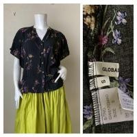 ราคา เสื้อเชิ้ต แขนปีกค้างคาว สีดำ ลายดอก ผ้าเรย่อน Size S รอบอก 44 นิ้ว ค่ะ (57006185570)