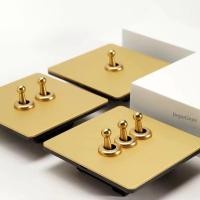 ราคา DepoGuye Gold Wall Light Toggle Switch Vintage ทองเหลืองคันโยกแผงสแตนเลส,Universal USB C Socket 1-4 Gang 2Way Switch TV (41061244095)