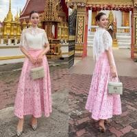 ราคา ️ABIGAIL Set 3ชิ้น เสื้อลูกไม้+ผ้าถุงสำเร็จ+เข็มขัด ชุดไทย ผ้าไทย ชุดลูกไม้ ทำบุญ ออกงาน งานแต่ง (47252229071)