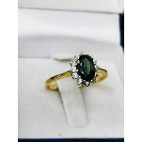 ราคา แหวนเขียวส่องบางกะจะแท้ล้อมเพชรแท้ (5248802590)