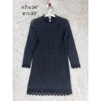 ราคา เดรสมือสองสีดำลูกไม้สภาพดี (28412571163)