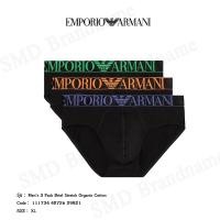 ราคา Emporio Armani กางเกงชั้นใน รุ่น Men's 3 Pack Brief Stretch Organic Cotton Code: 111734 4R726 29821 (40150183149)
