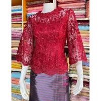 ราคา เสื้อลูกไม้ผ้าใยบวบคอกลม (4143156513)