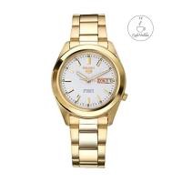 ราคา นาฬิกา ไซโก้ ผู้ชาย SEIKO 5 Automatic รุ่น SNKM72K1 สี ทอง หน้าขาว Automatic White Dial Gold Tone Stainless Steel CafeNa (3129488508)