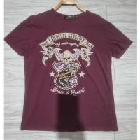 ราคา KAMIMURAเสื้อยืดสีแดงเลือดหมูคอกลมแขนสั้นผ้านิ่มไซส์Lอก40ยาว26(งานมือสอง) (29811350815)