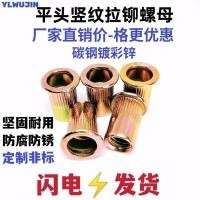 ราคา สีชุบสังกะสีหัวแบนคอลัมน์รูปแบบ Rivet Nut Knurled ดึงหมวก M3M4M5M6M8M10M12 (45255113499)