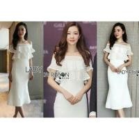 ราคา [New] เดรสออกงาน สีขาว ดีเทลระบายช่วงอก แบรนด์ Lady Ribbon (6537863384)
