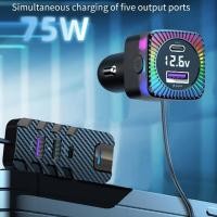 ราคา เครื่องชาร์จในรถยนต์แบบหลายพอร์ตการชาร์จเร็วสุดรองรับ75WType-c อินเทอร์เฟซสายชาร์จไฟรถยนต์ 1.5 เมตร (49104997859)