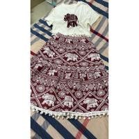 ราคา ชุดเซทช้างเสื้อครอปแขนสั้นแต่งปีกช้างสีแดงไวน์กับกระโปรงยาวลายช้างแต่งตุ้มสีขาวป้ายValleyGirl(อ่านรายละเอียดเพิ่มเติม) (25765741403)