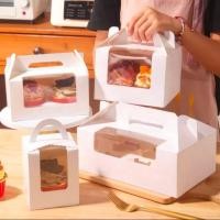 ราคา กล่องกระดาษสีขาว ใส่ขนมคัพเค้ก2/4/6 ช่อง มีหูหิ้ว เจาะช่องหน้าต่างใส แพค10/25ชุด (27774887180)