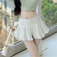 ราคา Siner-กระโปรงผู้หญิงฤดูร้อนมินิa-lineกระโปรงลูกไม้สีขาวtrim Low Rise Flowyกระโปรงสั้นStreetwear (28568721505)
