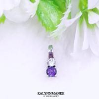 ราคา O6439 จี้พลอยอเมทิสต์แท้ ( Natural Amethyst ) ตัวเรือนเงินแท้ 925 ชุบทองคำขาว ( เปลี่ยนสีชุบ +100 ) (21581840452)