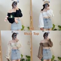 ราคา เสื้อเกาะอกต่อแขนพอง สม็อคหลัง Rissy Top ปาดไหล่ต่อแขนยาว (23652722609)