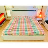 ราคา ผ้าปูที่นอนรัดมุม (แบบหนา) ขนาด 6-6.5ฟุต สีเขียวชมพูส้มลายตาราง ด้านบนมีระบาย มือสองสภาพดี สินค้าญี่ปุ่น-เกาหลีแท้ (19280842951)