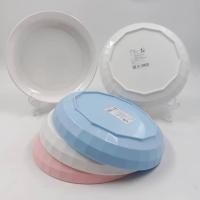 ราคา จานเมลามีนทรงกลม ลายตัดเหลี่ยมเพชร ขนาด 8 นิ้ว ก้นลึก สีขาว สีฟ้า สีชมพู คลาสสิค(ชุด6ใบ) (49955682746)