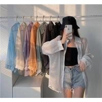 ราคา เสื้อเชิ้ต oversize แขนยาว เสื้อคอปก ผู้หญิง เสื้อแฟชั่นผญ2023 เสื้อคลุมบางๆ เสื้อซีทรู สไตล์เกาหลี เนื้อผ้าเบาบาง สวมใส (26892059195)