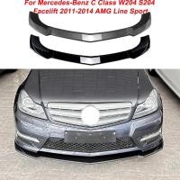 ราคา Front Spoiler Lip For Mercedes-Benz C Class W204 S204 Facelift 2011-2014 AMG Line Sport Gloss Black (50752574117)