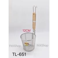 ราคา ตะกร้อลวกเส้น ที่ลวกก๋วยเตี๋ยว กระชอนลวกสแตนเลส ด้ามไม้สั้น ขนาด 12,14 cm. (22241957898)