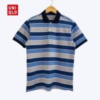 ราคา เสื้อโปโลคอปกผู้ชาย สีกรมตัดน้ำเงินเทา แบรนด์ Uniqlo มือสองใหม่กริบ (24219225575)