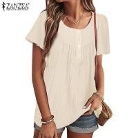 ราคา Zanzea เสื้อเบลาส์ คอกลม แขนสั้น สไตล์วินเทจ สําหรับผู้หญิง (22778330278)