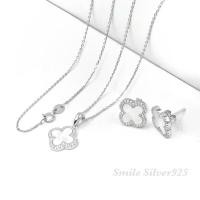 ราคา สร้อยคอเงินแท้ 92.5% Italy ชุบทองคำขาว + จี้ Mother Of Pearl ประดับเพชรสวิส CZ (26001345392)