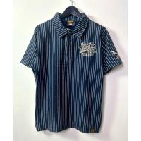 ราคา black stripe polo shirt with embroidered vanson (used) (27563334831)