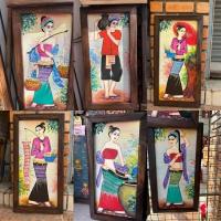 ราคา ภาพวาดล้านนา กรอบไม้สัก (25x48cm) ภาพเพ้นท์มือวิถีชีวิตไทย รูปวินเทจ ตกแต่งผนัง สปา ร้านนวด ร้านกาแฟ (52753849214)