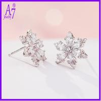 ราคา ต่างหูเพชรคลุมทั่วดอกไม้หกกลีบ สไตล์หรูสำหรับผู้หญิง RXW1824 (55852633491)