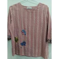 ราคา เสื้อคอปาดสีแดงปักลาย (28840615498)