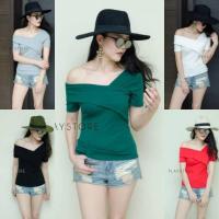 ราคา เสื้อยืดปาดไหล่รูปจริงงานขาย (663025133)