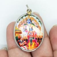 ราคา ล็อกเก็ตเลส พระนารายณ์ ปางเปิดโลก แสดงวิศวรูป ผ่านอวตารพระกฤษณะ ด้านหลังประทับยันต์โอม สกรีนสีสวยงามชัดเจน ฉากขาว (25025787573)
