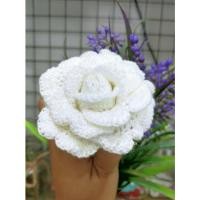 ราคา ดอกกุหลาบ ดอกไม้ ดอกไม้ถัก กุหลาบถัก crochet ดอกใหญ่ (8*32cm) (18771363053)