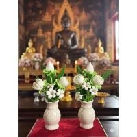 ราคา ดอกบัวดินปั้นญี่ปุ่น ขนาดเล็ก พร้อมกระถาง 1คู่ บูชาพระพุทธรูป บูชาเทพฮินดู (53453450118)
