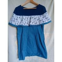 ราคา ชุดเดรสสั้นสีน้ำเงินกรมท่าและสีฟ้าอ่อน ตกแต่งด้วยลูกไม้สีขาวบริเวณหน้าอกและแขนเสื้อ(สินค้ามือสอง) (40175003286)