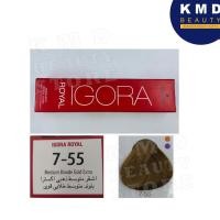 ราคา Schwarzkopf Igora Royal ครีมเปลี่ยนสีผม ชวาร์สคอฟ อีโกร่า รอแยล 60ml สีบลอนด์กลางโทนทองพิเศษ เบอร์ 7-55 (6071794809)