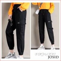 ราคา Women High Waist Slim Fit Cotton Casual Cargo Pants Elastic Waist Straight Loose Cropped Pants (24523732871)