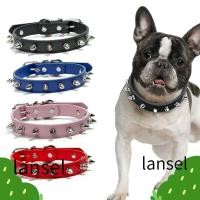 ราคา Lansel ปลอกคอสุนัข พิณ หนาม กระดุม หนัง PU ปรับได้ สายคล้องคอ (22721833392)
