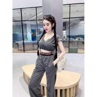 ราคา * ✧ ℙℝ เสื้อครอปคอวีจั้มเอว มาพร้อมกับกางเกงขายาวเอวสม็อค กระเป๋าข้าง (23660777006)