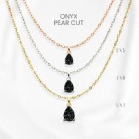 ราคา สร้อยคอนิลดำแท้ (Onyx) หยดน้ำมินิมอล เงินแท้ 925 ชุบทองคำขาว/ทอง /โรสโกลด์ จี้พลอย GEORGE Jewelry (47005007998)