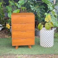 ราคา FurDIY ตู้โมเดิร์นไม้สัก4ชั้น 50x40สูง80ซม. ลิ้นชักมือจับหลุม สีไม้สักเก่า SUKP-661 (27461439248)